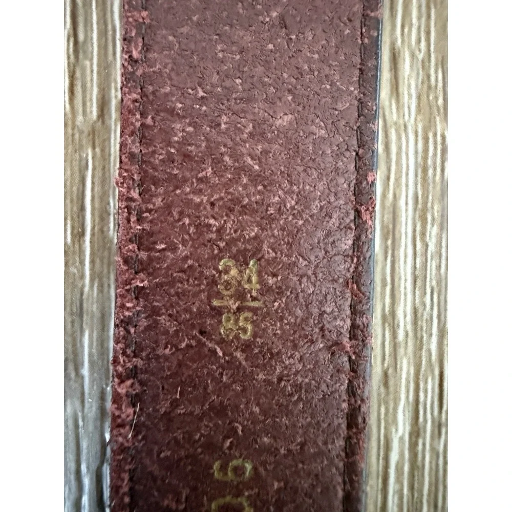 Vintage 70s ETIENNE AIGNER Womens S Handmade Leather Brass Belt Oxblood RARE